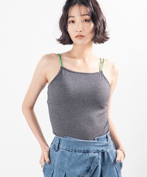 【配色ストラップ×カップ付き】一枚でもレイヤードでも映える!着心地とおしゃれを両立する大人のカットリブキャミソール