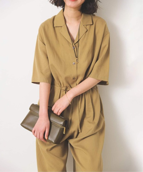 週末お値下げ　スローブイエナ　ハーフスリーブオールインワン SLOBE IENA オールインワン ハーフスリーブオールインワン