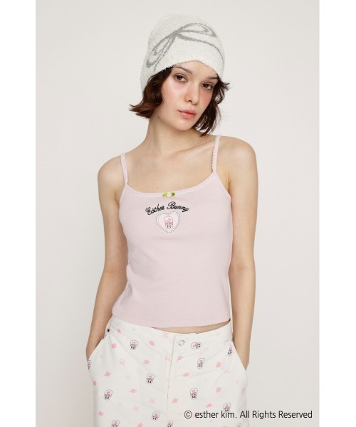 SLY(スライ)の「Esther Bunny x SLY ROSE CAMI エスターバニー スライ ローズ キャミ 夏服(キャミソール・レディース・ブラック/ピンク/ホワイト・FREE)」の3枚目の写真