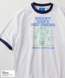 【72】【PEANUTS/ピーナッツ】BEST FRIEND リンガー Tシャツ/オーバーサイズ