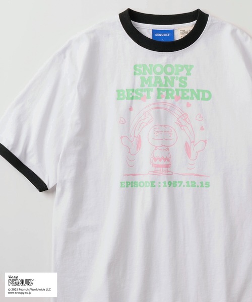 PEANUTS(ピーナッツ)の「【72】【PEANUTS/ピーナッツ】BEST FRIEND リンガー Tシャツ/オーバーサイズ(Tシャツ/カットソー・メンズ・ホワイト系その他/ライトブルー/ホワイト/クリーム・XL/M/L)」の2枚目の写真