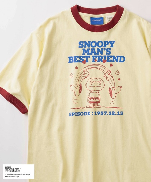 PEANUTS(ピーナッツ)の「【72】【PEANUTS/ピーナッツ】BEST FRIEND リンガー Tシャツ/オーバーサイズ(Tシャツ/カットソー・メンズ・ホワイト系その他/ライトブルー/ホワイト/クリーム・XL/M/L)」の1枚目の写真