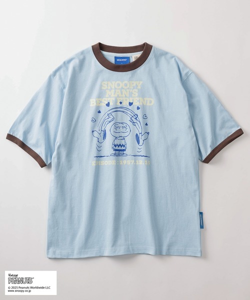 PEANUTS(ピーナッツ)の「【72】【PEANUTS/ピーナッツ】BEST FRIEND リンガー Tシャツ/オーバーサイズ(Tシャツ/カットソー・メンズ・ホワイト系その他/ライトブルー/ホワイト/クリーム・XL/M/L)」の5枚目の写真