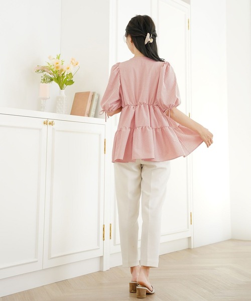 le reve vanillerイージーケアカシュクールギンガムチェックブラウス イージーケア カシュクール ギンガムチェック ブラウス le reve