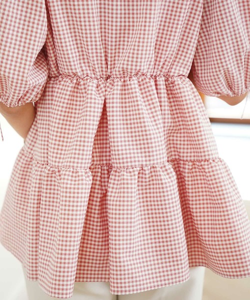 イージーケア カシュクール ギンガムチェック ブラウス le reve