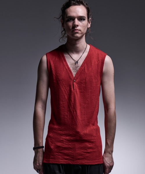 kiryuyrik(キリュウキリュウ)の「Kiryuyrik/キリュウキリュウ/PythonJQD Henley Tank Top / パイソンジャガード ヘンリーネック タンクトップ(タンクトップ・メンズ・レッド/ブラック・SMALL/MEDIUM/LARGE)」の9枚目の写真