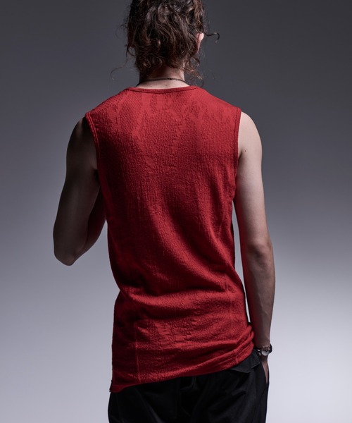 kiryuyrik(キリュウキリュウ)の「Kiryuyrik/キリュウキリュウ/PythonJQD Henley Tank Top / パイソンジャガード ヘンリーネック タンクトップ(タンクトップ・メンズ・レッド/ブラック・SMALL/MEDIUM/LARGE)」の11枚目の写真