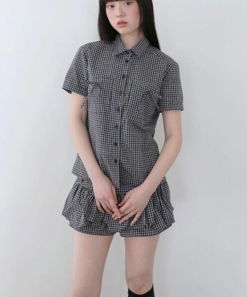 UGLY SHADOW（アグリーシャドウ）の「【Uglyshadow】PUMPKIN SKIRT PANTS(CHECK) / 【アグリーシャドウ】パンプキンチェックスカートパンツ（その他パンツ・レディース・ブラック/ブルー・S/M）」の20枚目の写真