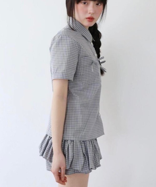 UGLY SHADOW（アグリーシャドウ）の「【Uglyshadow】PUMPKIN SKIRT PANTS(CHECK) / 【アグリーシャドウ】パンプキンチェックスカートパンツ（その他パンツ・レディース・ブラック/ブルー・S/M）」の9枚目の写真