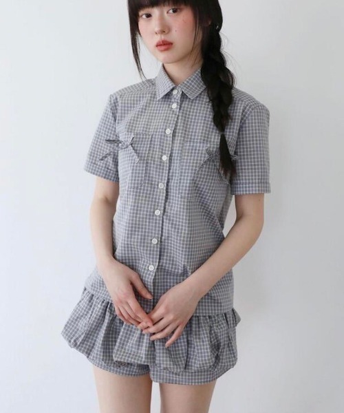 UGLY SHADOW（アグリーシャドウ）の「【Uglyshadow】PUMPKIN SKIRT PANTS(CHECK) / 【アグリーシャドウ】パンプキンチェックスカートパンツ（その他パンツ・レディース・ブラック/ブルー・S/M）」の10枚目の写真