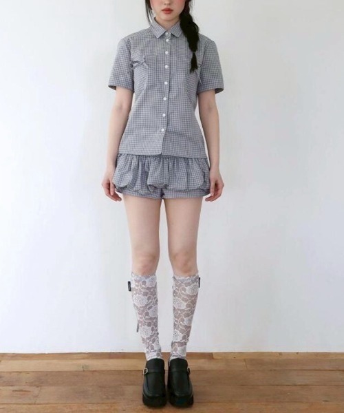 UGLY SHADOW（アグリーシャドウ）の「【Uglyshadow】PUMPKIN SKIRT PANTS(CHECK) / 【アグリーシャドウ】パンプキンチェックスカートパンツ（その他パンツ・レディース・ブラック/ブルー・S/M）」の7枚目の写真