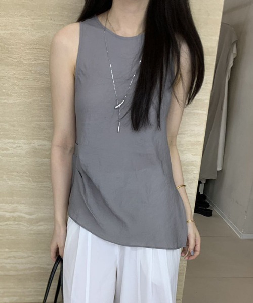 FREE STYLISTS(フリー スタイリスト)の「YUGA_YGMC Sheer pleated top(シャツ/ブラウス・レディース・ブラック/オフホワイト/グレー・FREE)」の3枚目の写真