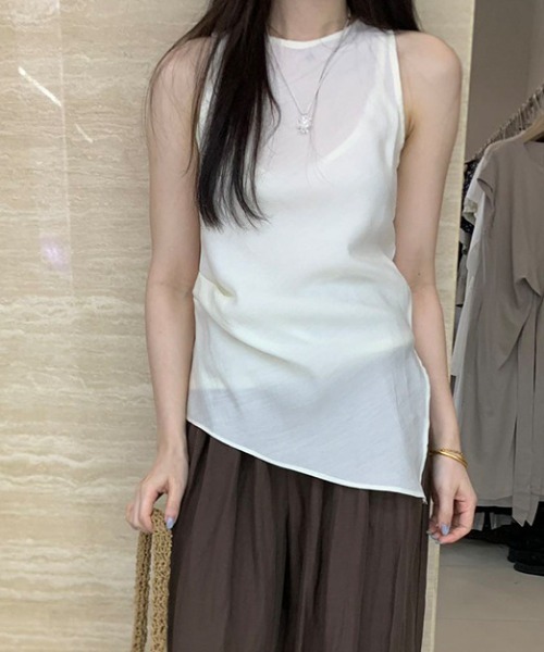 FREE STYLISTS(フリー スタイリスト)の「YUGA_YGMC Sheer pleated top(シャツ/ブラウス・レディース・ブラック/オフホワイト/グレー・FREE)」の1枚目の写真