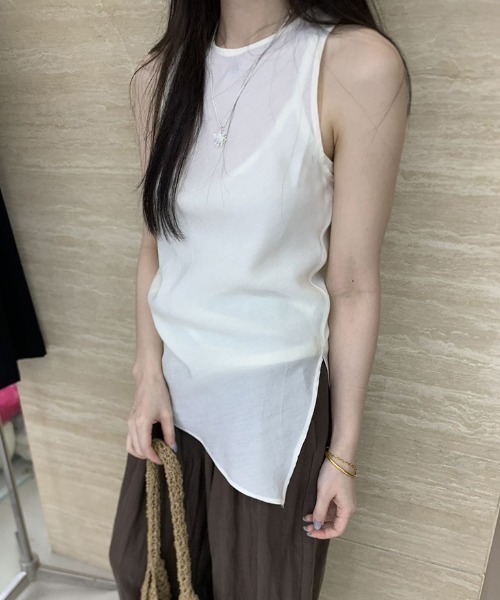 FREE STYLISTS(フリー スタイリスト)の「YUGA_YGMC Sheer pleated top(シャツ/ブラウス・レディース・ブラック/オフホワイト/グレー・FREE)」の9枚目の写真