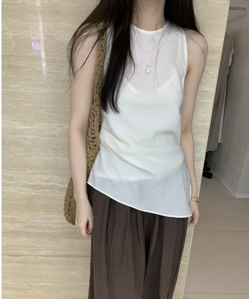 FREE STYLISTS(フリー スタイリスト)の「YUGA_YGMC Sheer pleated top(シャツ/ブラウス・レディース・ブラック/オフホワイト/グレー・FREE)」の10枚目の写真