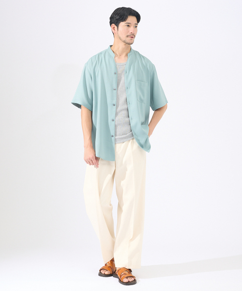 AH ABAHOUSE(エーエイチアバハウス)の「【AH ABAHOUSE/セットアップ対応】アムンゼン キーネック 半袖シャツ(シャツ/ブラウス・メンズ・グレイッシュベージュ/グリーン/ダークネイビー/ブラック系その他・46/48)」の15枚目の写真