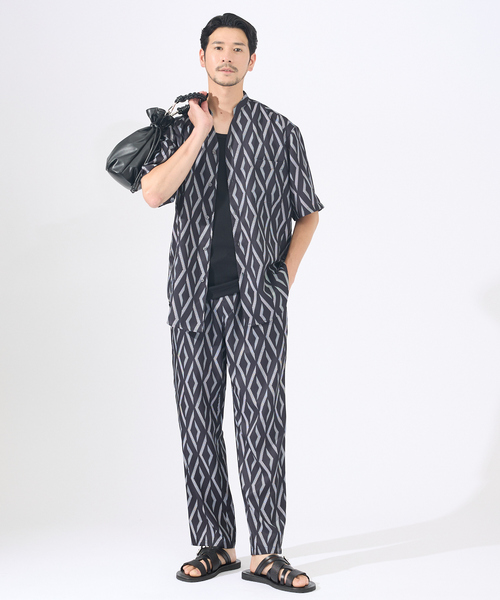 AH ABAHOUSE(エーエイチアバハウス)の「【AH ABAHOUSE/セットアップ対応】アムンゼン キーネック 半袖シャツ(シャツ/ブラウス・メンズ・グレイッシュベージュ/グリーン/ダークネイビー/ブラック系その他・46/48)」の12枚目の写真
