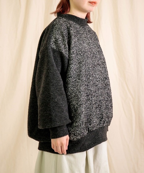 DOMINGO SELECT（ドミンゴセレクト）の「[prit] エアブラシュニット×トライスピンループツイード 切替ニットライクプルオーバー（ニット/セーター・レディース・レモンイエロー/チャコールグレー・FREE）」の7枚目の写真