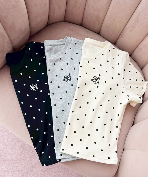 【新品未使用】インゲボルグ クチナシとすずらんワンポイントカットソー/2025年 ワンポイント刺繍ドットTシャツ（Tシャツ/カットソー）｜one