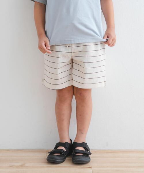 URBAN RESEARCH DOORS（アーバンリサーチドアーズ）の「『WEB/一部店舗限定サイズ』ボーダーワッフルショーツ(KIDS)（その他パンツ・キッズ・グレー/アイボリー・120/105/150/135）」の3枚目の写真