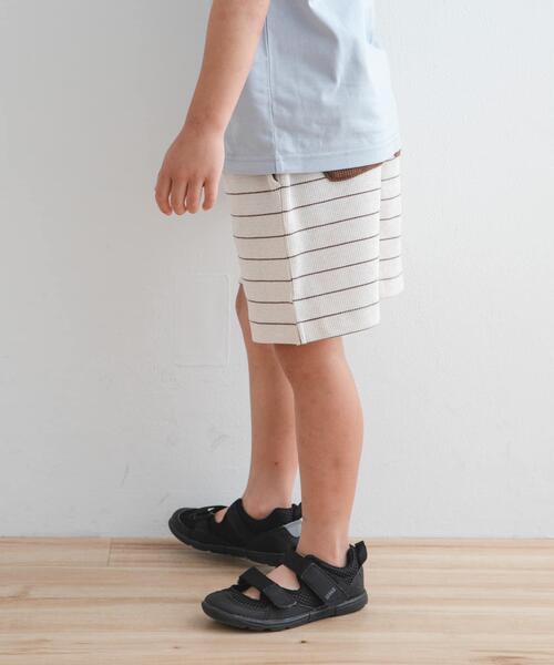 URBAN RESEARCH DOORS（アーバンリサーチドアーズ）の「『WEB/一部店舗限定サイズ』ボーダーワッフルショーツ(KIDS)（その他パンツ・キッズ・グレー/アイボリー・120/105/150/135）」の4枚目の写真