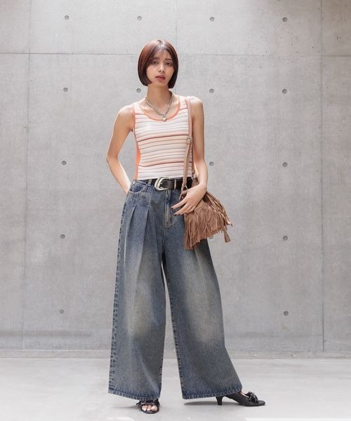 PAGEBOY（ページボーイ）の「2WAYレトロボーダータンク（Tシャツ/カットソー・レディース・ブラック/ブルー系その他4/ホワイト系その他・FREE）」の7枚目の写真