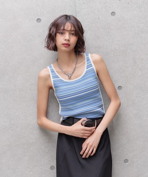 PAGEBOY（ページボーイ）の「2WAYレトロボーダータンク（Tシャツ/カットソー・レディース・ブラック/ブルー系その他4/ホワイト系その他・FREE）」の22枚目の写真