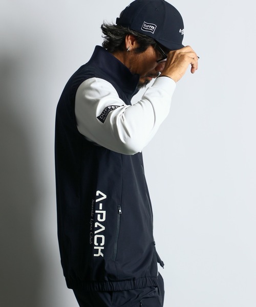 The DUFFER of ST.GEORGE(ザダファーオブセントジョージ)の「〔BLACK LABEL〕"A-PACK" SET UP RIBBED VEST:セットアップ リブネック テックベスト(ベスト・メンズ・ネイビー/ブラック・LARGE/MEDIUM)」の2枚目の写真