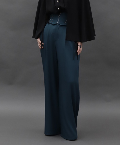 axes femme POETIQUE(アクシーズファムポエティック)の「レースアップデザインパンツ(その他パンツ・レディース・ブラック/ブルーグリーン・MEDIUM)」の7枚目の写真