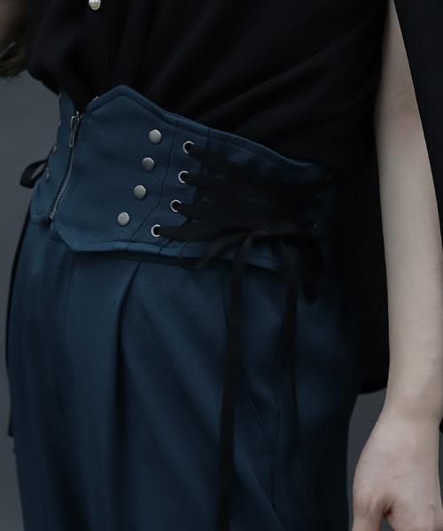 axes femme POETIQUE(アクシーズファムポエティック)の「レースアップデザインパンツ(その他パンツ・レディース・ブラック/ブルーグリーン・MEDIUM)」の8枚目の写真