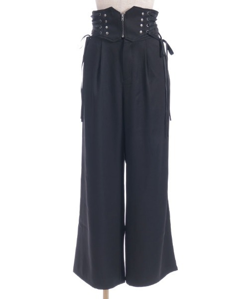 axes femme POETIQUE(アクシーズファムポエティック)の「レースアップデザインパンツ(その他パンツ・レディース・ブラック/ブルーグリーン・MEDIUM)」の9枚目の写真