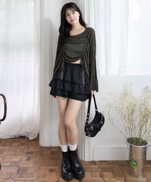 clear（クリア）の「フリルショートパンツ[バレエコア ガーリー フリル]≪再入荷≫（その他パンツ・レディース・オフホワイト/ブラック/ブラウン/グレー・F）」の5枚目の写真