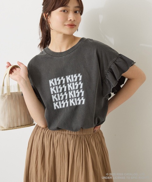 AMERICAN HOLIC(アメリカンホリック)の「【KISS/The Rolling Stones】Tシャツ(Tシャツ/カットソー・レディース・ラベンダー/ピンク/オフホワイト/チャコールグレー・M/L)」の3枚目の写真