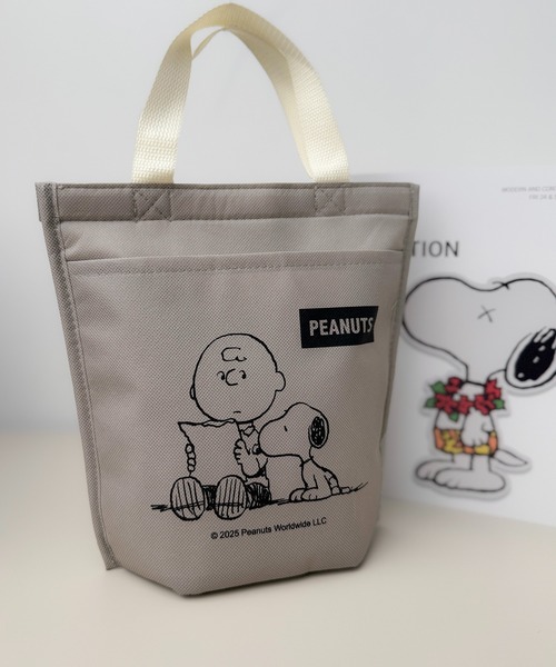 PEANUTS(ピーナッツ)の6D24 【PEANUTS】スヌーピー ポケット付 保冷 保温バッグ お弁当 ランチバッグ(お弁当箱)