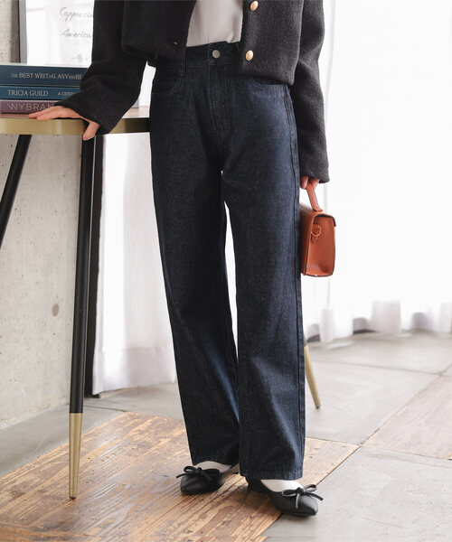 Petitle（プチレ）の「[ 低身長向けサイズ ] ウエスト調整ゴム付きストレートデニムパンツ（デニムパンツ・レディース・ブルー/ライトブルー/インディゴブルー・PL/PM/PS）」の3枚目の写真