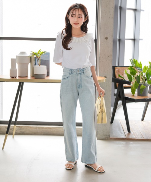 【美品】unminou ウエストフリルデニムパンツ　グレー　完売品 グレーウォッシングハーフデニムパンツ | ファッション通販