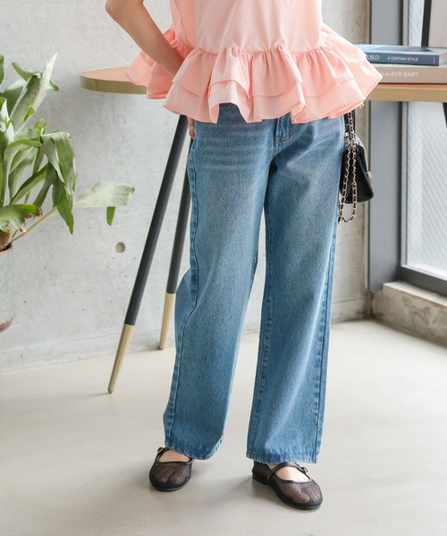 Petitle（プチレ）の「[ 低身長向けサイズ ] ウエスト調整ゴム付きストレートデニムパンツ（デニムパンツ・レディース・ブルー/ライトブルー/インディゴブルー・PL/PM/PS）」の8枚目の写真