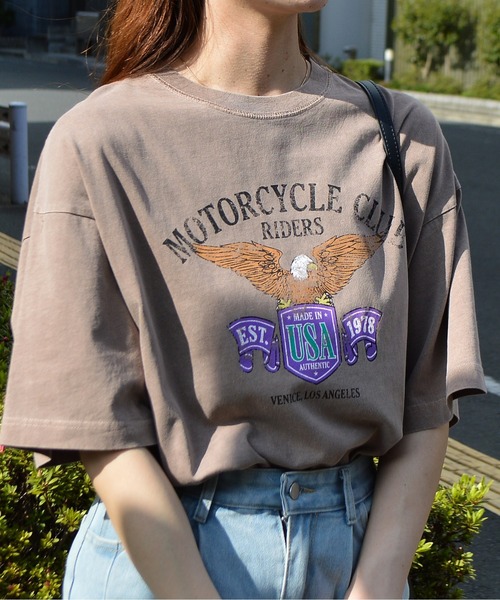 spiritoso(スピリトーゾ)の「【spiritoso】イーグルプリントピグメントTシャツ(Tシャツ/カットソー・レディース・ライトグレー/オレンジ・FREE)」の12枚目の写真