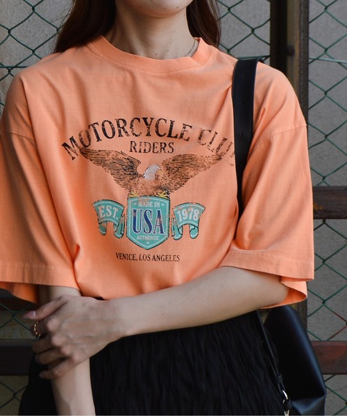 spiritoso(スピリトーゾ)の「【spiritoso】イーグルプリントピグメントTシャツ(Tシャツ/カットソー・レディース・ライトグレー/オレンジ・FREE)」の14枚目の写真