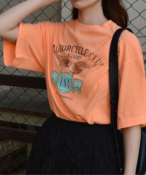 spiritoso(スピリトーゾ)の「【spiritoso】イーグルプリントピグメントTシャツ(Tシャツ/カットソー・レディース・ライトグレー/オレンジ・FREE)」の16枚目の写真
