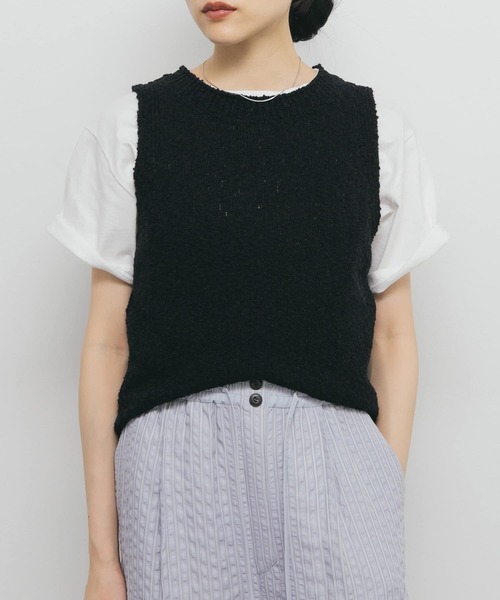 KBF（ケイビーエフ）の「ブークレニットタンクトップ（ニット/セーター・レディース・ブラック/アイボリー・ONE）」の19枚目の写真