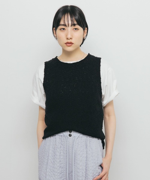 KBF（ケイビーエフ）の「ブークレニットタンクトップ（ニット/セーター・レディース・ブラック/アイボリー・ONE）」の20枚目の写真