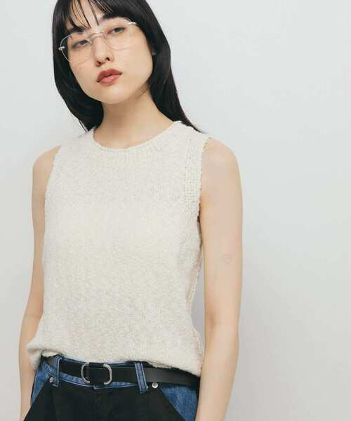 KBF（ケイビーエフ）の「ブークレニットタンクトップ（ニット/セーター・レディース・ブラック/アイボリー・ONE）」の5枚目の写真
