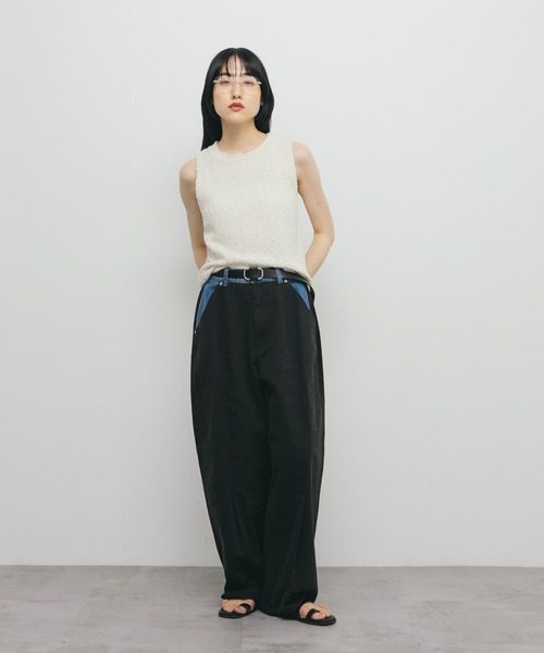 KBF（ケイビーエフ）の「ブークレニットタンクトップ（ニット/セーター・レディース・ブラック/アイボリー・ONE）」の7枚目の写真