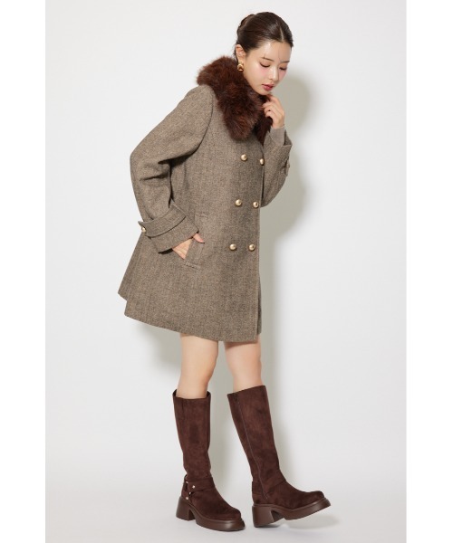 美品¥132,000♡Rene\"Embroidery R\"コート　38 36 POLYPLOID “KNIT CAP B” COL: GRAY,DARK SAGE ＊お問い合わせはお電話