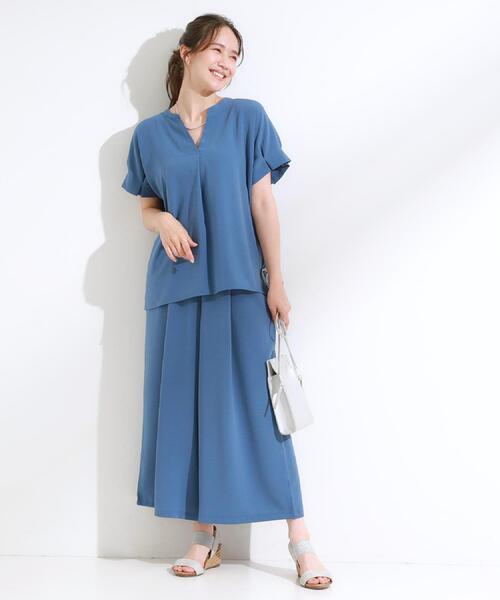 DRESKIP(ドレスキップ)の「【S-LL/セットアップ可/ひんやり】きちんと見えで上品 お袖タック スキッパーブラウス(シャツ/ブラウス・レディース・ダークブラウン/ブルー/チャコールグレー/ライトベージュ・04/03/02/01)」の17枚目の写真