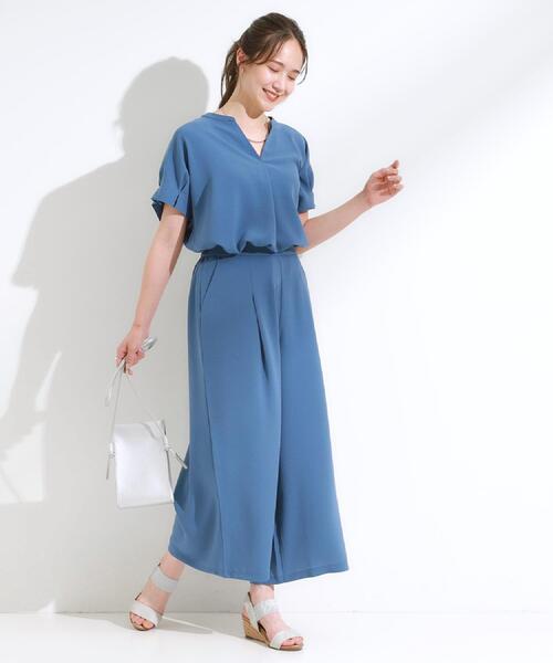 DRESKIP(ドレスキップ)の「【S-LL/セットアップ可/ひんやり】きちんと見えで上品 お袖タック スキッパーブラウス(シャツ/ブラウス・レディース・ダークブラウン/ブルー/チャコールグレー/ライトベージュ・04/03/02/01)」の18枚目の写真