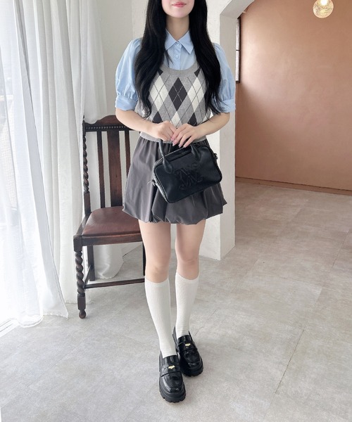 本日限定価格GANNI アーガイルニットベスト 未使用タグ付き アーガイルニットベスト＋ブラウスセット（OUTLET）｜INGNI