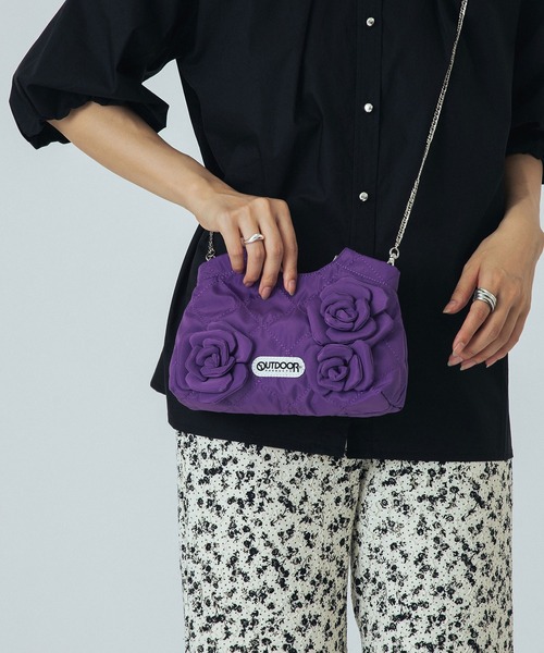 OUTDOOR PRODUCTS(アウトドアプロダクツ)の「【ROSE BUD別注】(OUTDOOR)FLOWER QUILTING MINI BAG(トートバッグ・レディース・カーキ/ブラック/パープル・ONE SIZE)」の1枚目の写真