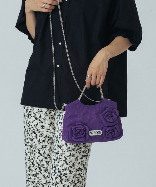 OUTDOOR PRODUCTS(アウトドアプロダクツ)の「【ROSE BUD別注】(OUTDOOR)FLOWER QUILTING MINI BAG(トートバッグ・レディース・カーキ/ブラック/パープル・ONE SIZE)」の11枚目の写真
